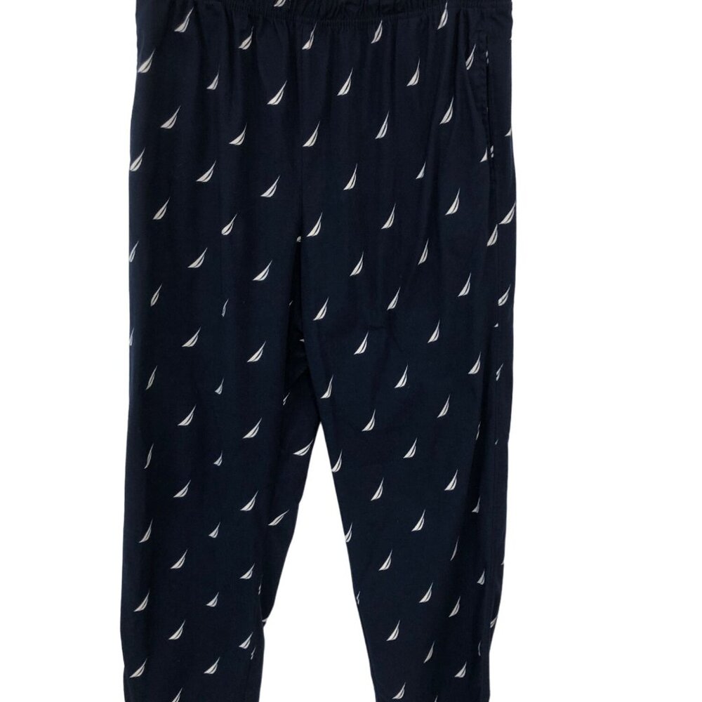 Nautica Loungewear Pants Mens Size Medium Blue White Sailboats Comfy Sleepwear